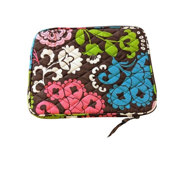 VERA BRADLEY Tablet E Reader Case Lola Pattern Brown Multi Zippered Quilted - Picture 1 of 6